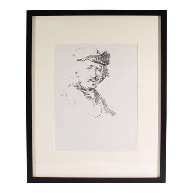 Graphite Portrait Drawing of a Man by James L. Bruch For Sale