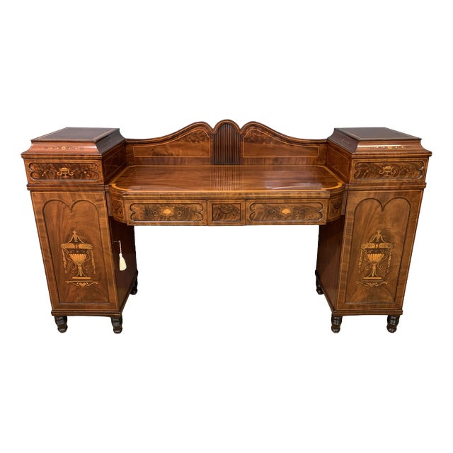 George III Inlaid Mahogany Pedestal Sideboard, 1800 For Sale