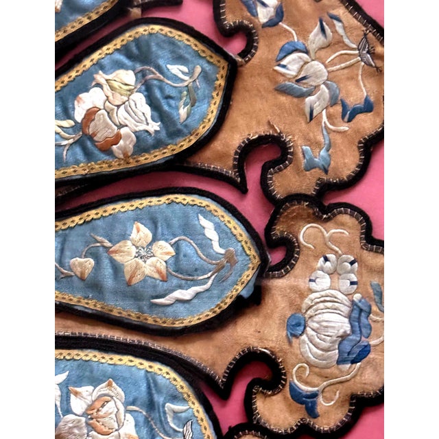 Framed Antique Chinese Embroidered Silk Collar Qing Dynasty Textile Art For Sale - Image 9 of 12