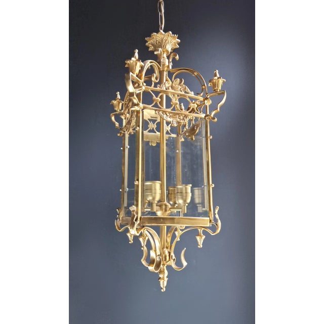 Brass and Glass Pendant Lantern For Sale - Image 6 of 7