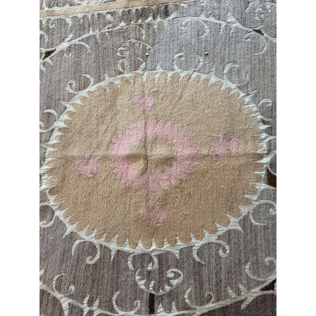 Boho Vintage Suzani from Central Asian, circa mid-1960s. Dimension; 54'' x 57'' inches / 137 x 146 cm / 4'6'' x 4'9''...