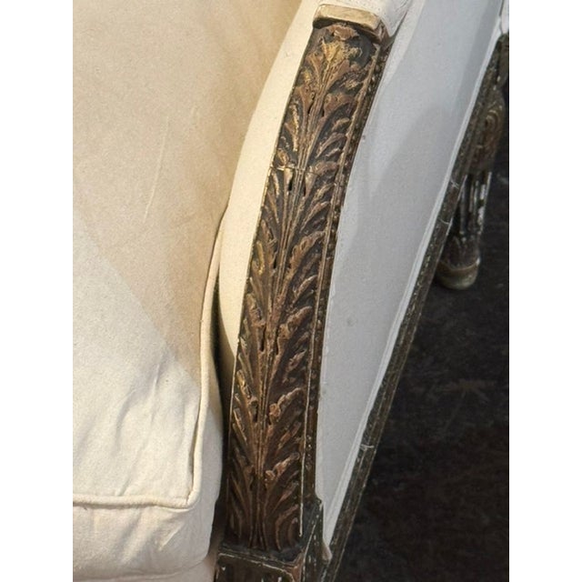 Traditional 19th C. French Louis XVI Carved and Painted Bergere For Sale - Image 3 of 10