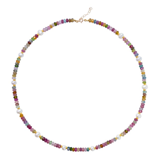 Tourmaline Pearl 14k Gold Necklace For Sale