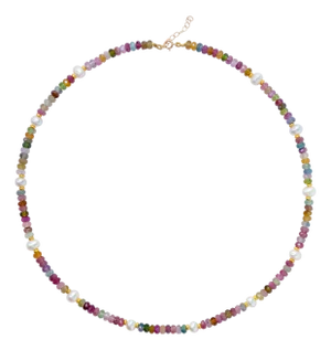 Tourmaline Pearl 14k Gold Necklace