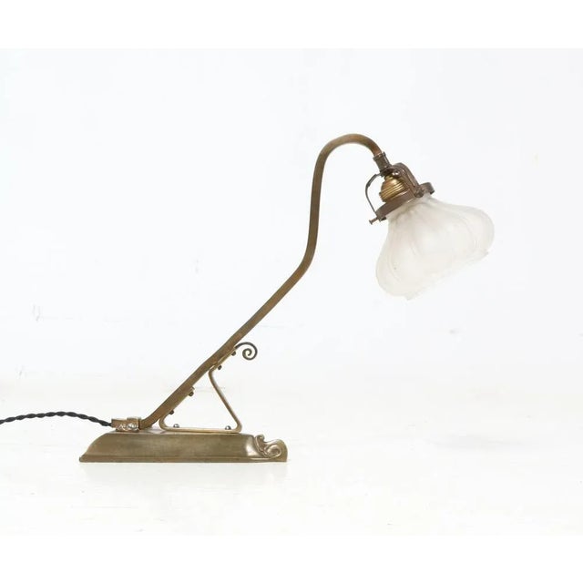 Art Nouveau Patinated Brass Table Lamp, 1900s For Sale - Image 3 of 8