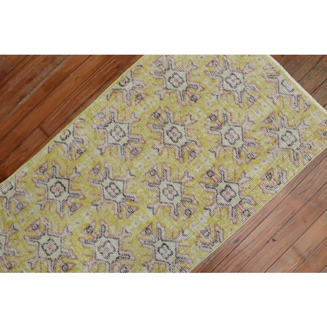 Textile Vintage Canary Yellow Turkish Runner - 2'1" x 9'2" For Sale - Image 7 of 8