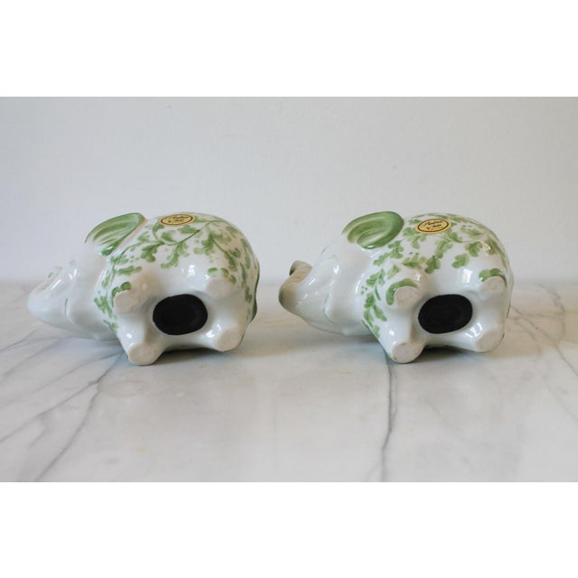 Vintage Green and White Ceramic Elephant Banks - Andrea by Sadek For Sale - Image 9 of 9