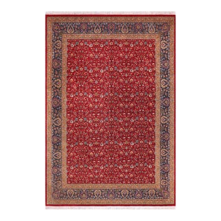 Traditional Floral 1990's Pak-Persian Red/Teal Wool Rug - 9'0'' X 12'0'' For Sale