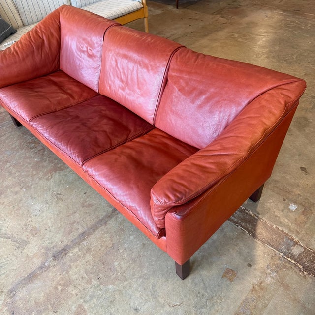 Mid-Century Danish Modern Leather Sofa by Hj Møbler For Sale - Image 6 of 7