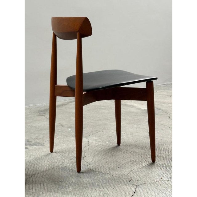 1960s Vintage Dining Chairs in Teak and Black Leather by H.W. Klein for Bramin, Denmark, 1960s, Set of 4 For Sale - Image 5 of 16