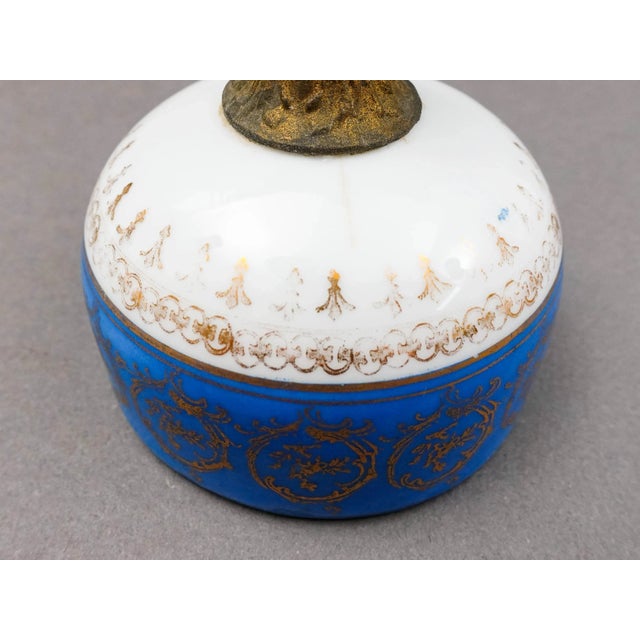 Ceramic Sevres Style Antique French Hand Painted Porcelain Bronze Ormolu Mounts Urn Vase For Sale - Image 7 of 10