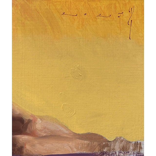 This artwork depicts a reclining nude figure draped against a vibrant orange veil, creating a warm and intimate...