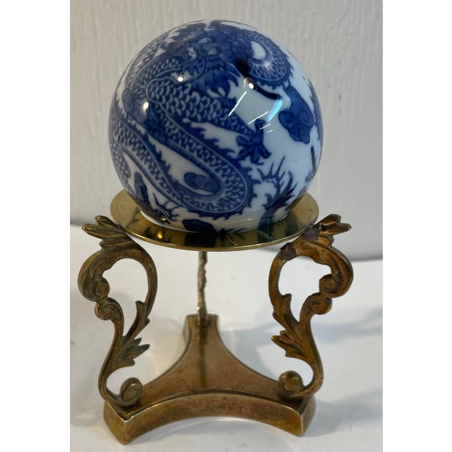 Metal Vintage Brass Dragon Stand For Sale - Image 7 of 7
