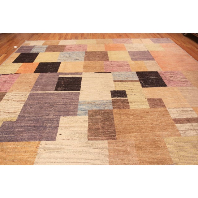Early 21st Century Modern Hand Knotted Colorful Geometric Area Rug For Sale - Image 5 of 8