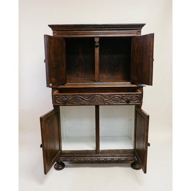 Brown Early 20th Century Carved Oak Jacobean Revival Cabinet For Sale - Image 8 of 8