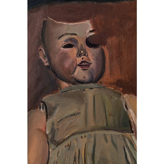 Oil study on canvas of a doll by pau xiberta pla. Artist name: pau xiberta pla (b1943) (unsigned but part of a collection...