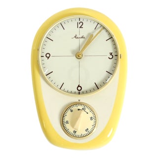 Mid-Century Modern Wall Clock by Mauthe with Glazed Ceramic Case, 1950s For Sale