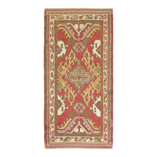Early 20th Century Antique Oushak Small Runner - 3'2" x 5' For Sale