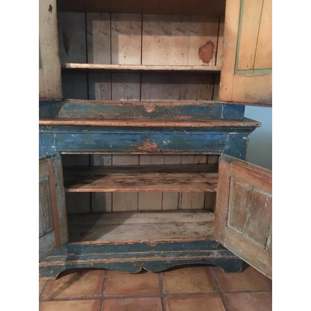 Mid 18th Century Antique Blue Step Back Cupboard For Sale In Houston - Image 6 of 9