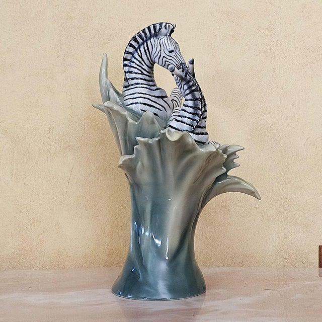 Early 21st Century Franz Collection Jungle Beauties Safari Zebra Sculptural Porcelain Vase Fz00379 For Sale - Image 5 of 18