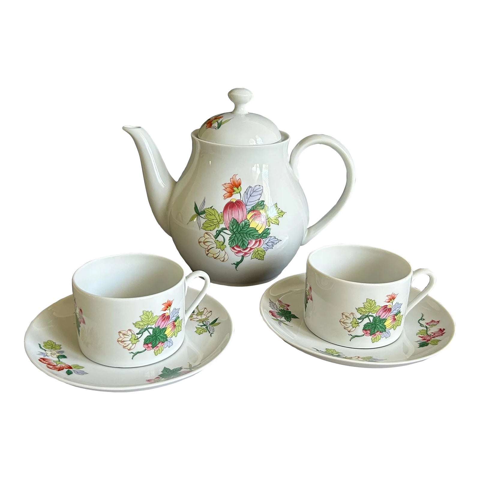 Vintage Vista Alegre Va Portugal Gaia Pattern Tea Set- 5 Pieces | Chairish