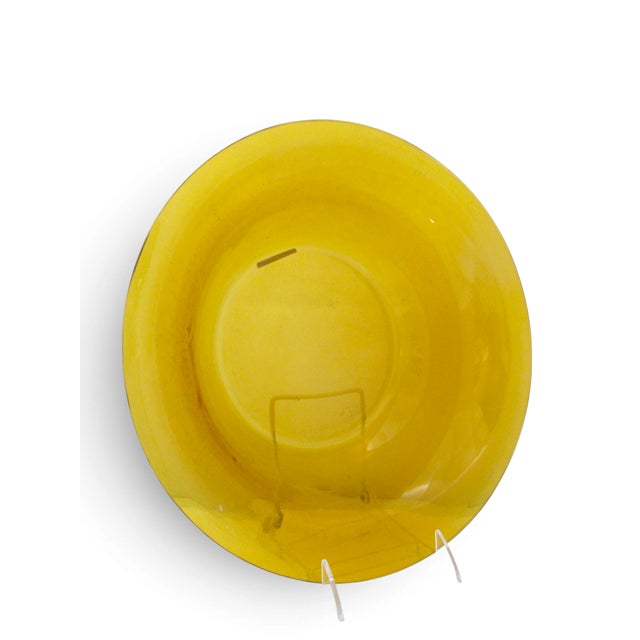 Chinese Amber Yellow Clear Peking Glass Large Rimmed Bowl For Sale In Portland, OR - Image 6 of 8