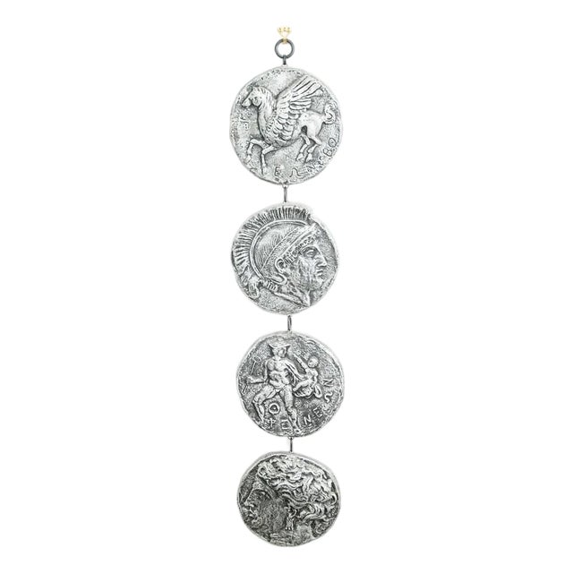 Mid Century Modern Wall Hanging Relief Greek Round Pegasus Pendant Art Plaques For Sale