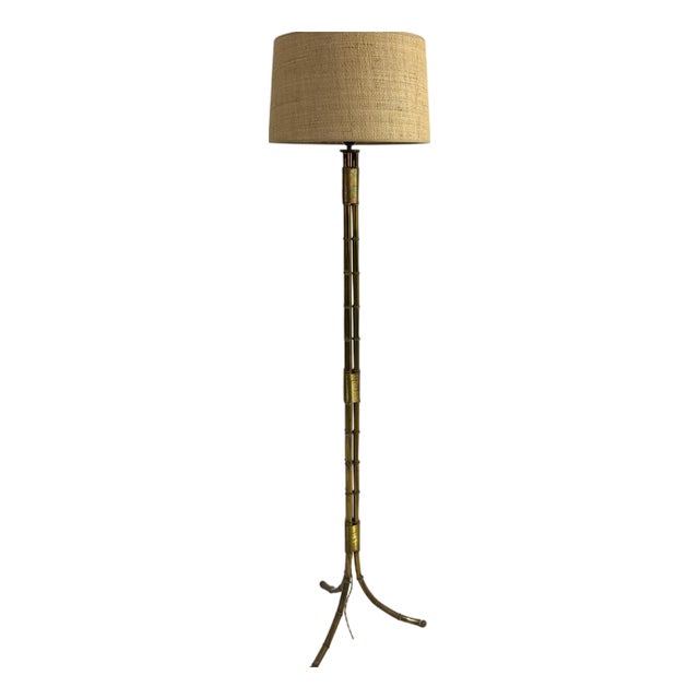 Triple Bronze and Faux Bamboo Floor Lamp from Maison Bagues, 1950 For Sale