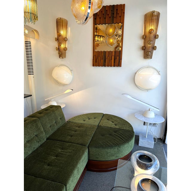 Metal Contemporary Pair of Brass and Murano Glass Macaroons Sconces, Italy For Sale - Image 7 of 12