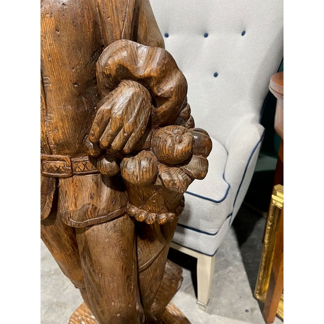 Italian Hand Carved Wood Statue. 18th C Style Young Man For Sale - Image 10 of 12