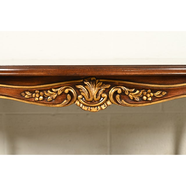 Karges French Rococo Louis XV Banded Walnut Parcel Giltwood Coffee Table, Circa 1980s For Sale In South Bend - Image 6 of 11