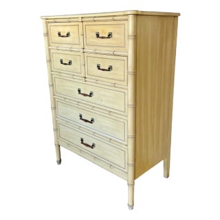 Henry Link Bali Hai Faux Bamboo Highboy Dresser, 1970s For Sale