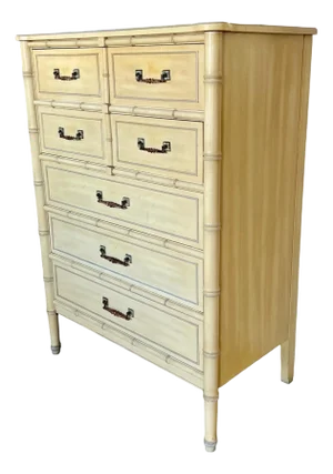 Vintage Henry Link Bali Hai Faux Bamboo Highboy Dresser