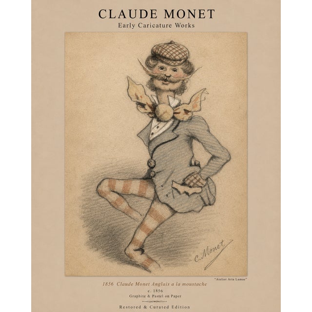 Claude Monet 1850s Caricature Portraits Fine Art Mounted Board Prints - Set of 6 For Sale - Image 13 of 18