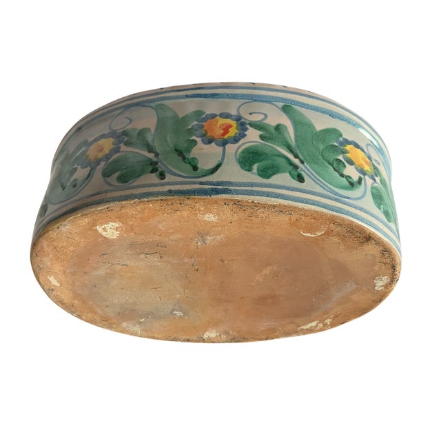 Vintage Vietri Signed and Hand-Painted Italian Oval Cachepot / Planter / Jardinier Mediterranean Floral Majolica For Sale In Jacksonville, FL - Image 6 of 6