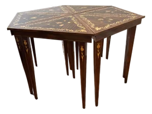 Set of 6 Vintage Italian Marquetry Inlaid Triangle Tables