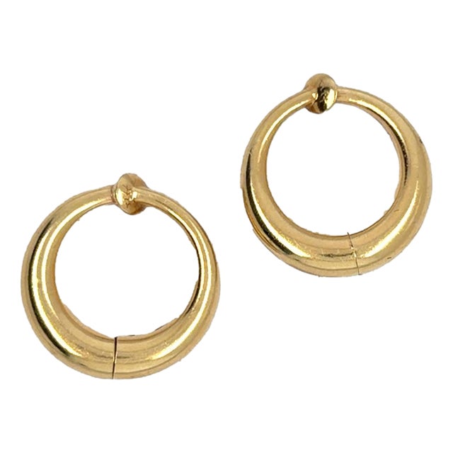 Late 20th Century 14k Yellow Gold Hoop Earrings For Sale