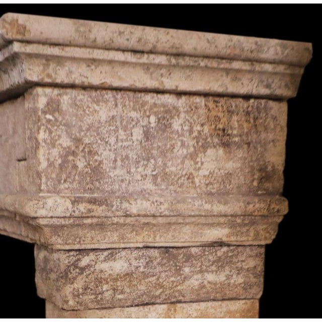 Early 20th Century French Carved Limestone Fireplace with Laurel Friezes For Sale - Image 3 of 4