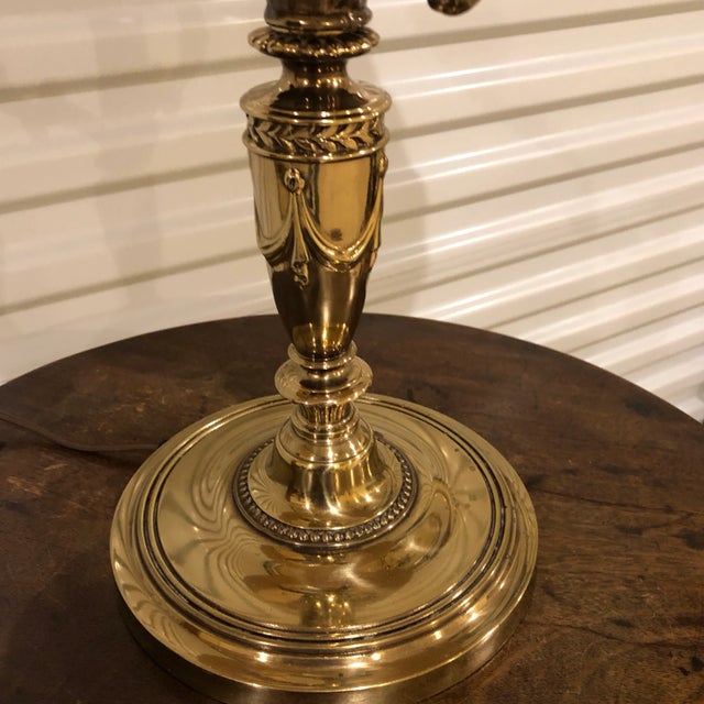 Hollywood Regency Mid 20th Century Empire Brass Bouillotte Lamp For Sale - Image 3 of 4
