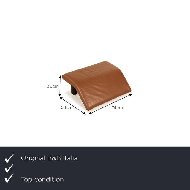 The Alanda stool from B&amp;B Italia is covered in brown genuine leather and stands on black feet. It is characterized by...