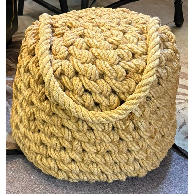 Vintage Rope Pouf, Hassock, Ottoman For Sale - Image 4 of 4