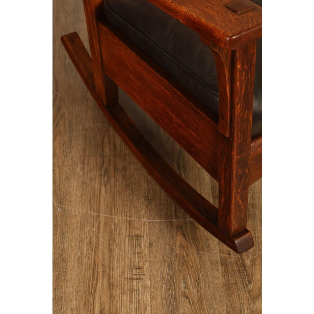 Brown Antique L & J.G. Stickley Mission Oak Rocking Chair For Sale - Image 8 of 18