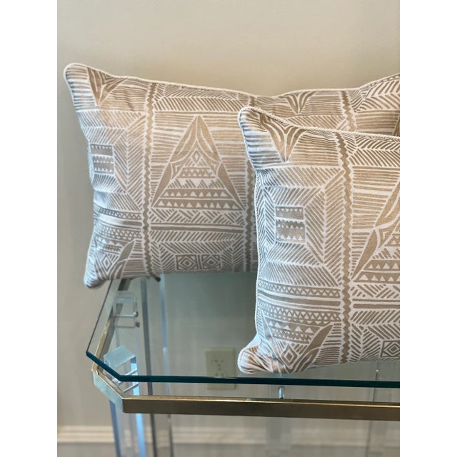 Traditional Contemporary Neutral Fortuny Lumbar Pillows - a Pair For Sale - Image 3 of 7