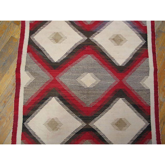 Tribal 1920s Red Gray Black Tribal Diamond Pattern Flatwoven Antique Native American Navajo Rug 3' X 5' 6" Carpet For Sale - Image 3 of 5