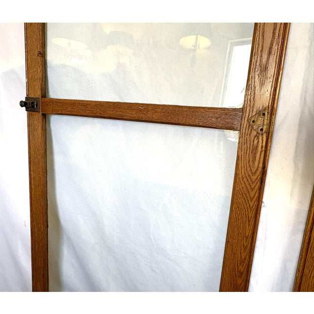 Brown Vintage Architectural Salvage Oak and Glass Doors- Set of 3 For Sale - Image 8 of 18