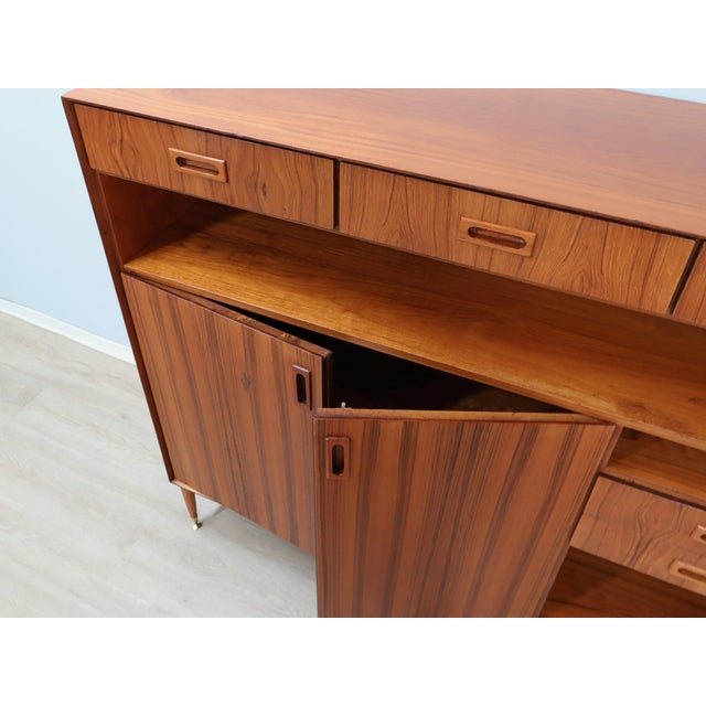 Mid-Century Italian Teak Highboard with Brass Feet, 1960s For Sale - Image 9 of 16