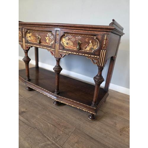 Antique Oak Console or Serving Table For Sale - Image 6 of 10