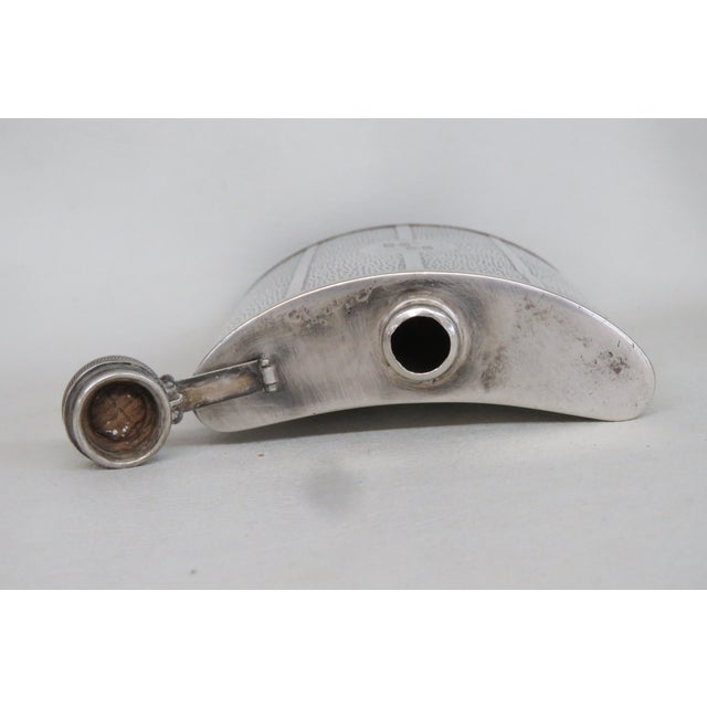 Evans Early 1900s Monogrammed Whiskey Hip Flask Evans Nickel Silver 4714b For Sale - Image 11 of 15