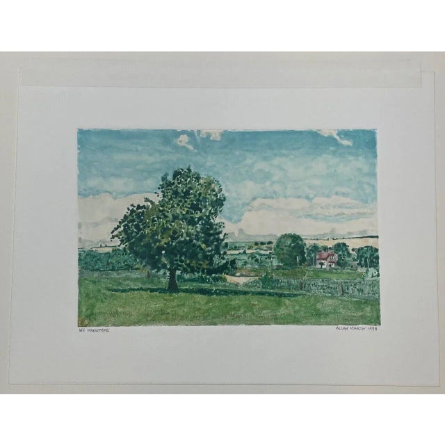 1990s Allan Marsh Landscape Watercolor Monotype Painting - Montgomery College Phillips For Sale - Image 5 of 12