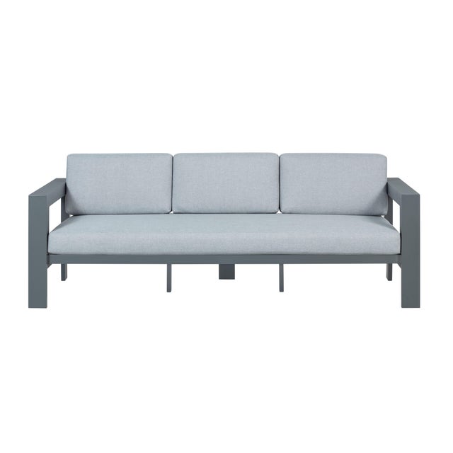Sardinia Aluminum Frame Outdoor Sofa Set - Gray Cushions For Sale - Image 4 of 18